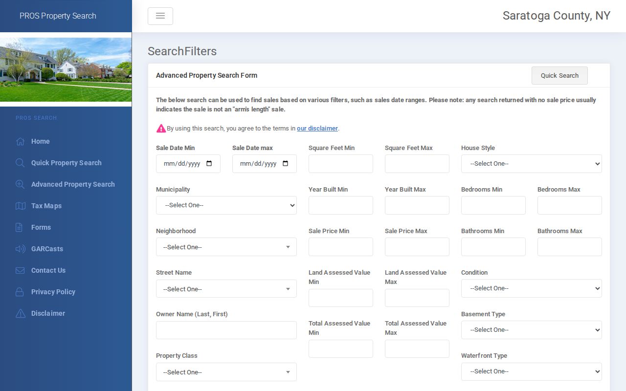 Saratoga County residents directory advanced PROS property filters
